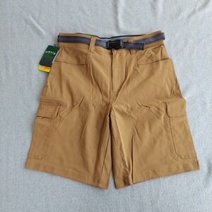 Orvis Mens Cargo Shorts Size 32 Ermine Brown Stretch Outdoor Hiking Belted NEW